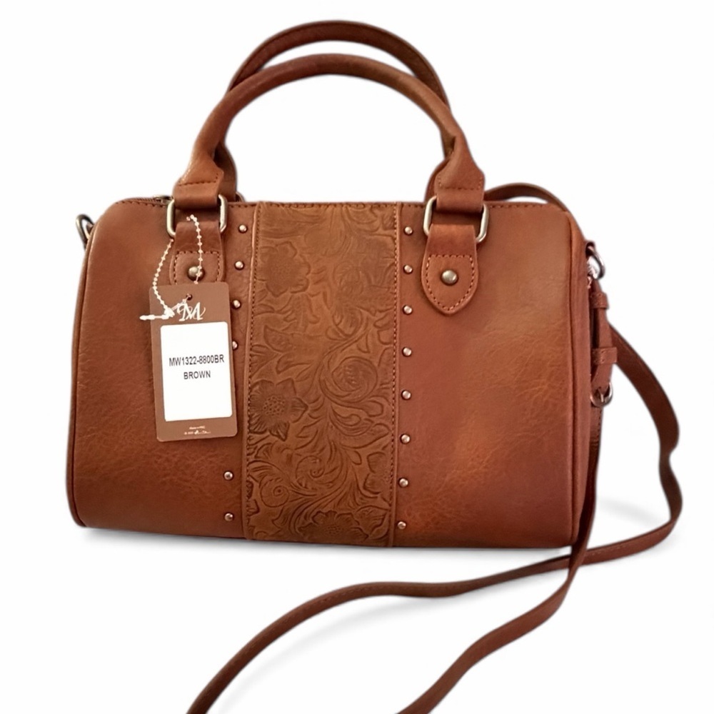 Montana West Tan Embossed Satchel NWT - Picture 2 of 4
